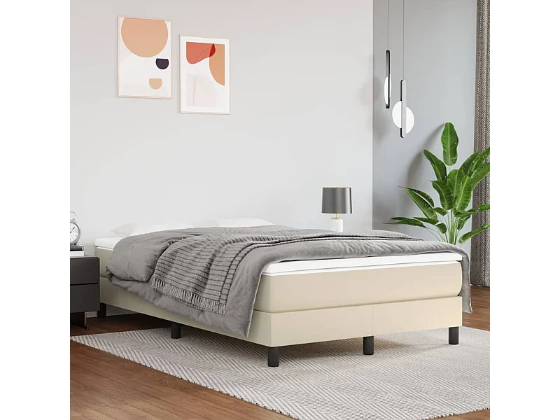 Sommier tapissier Crème 120x200 cm Similicuir