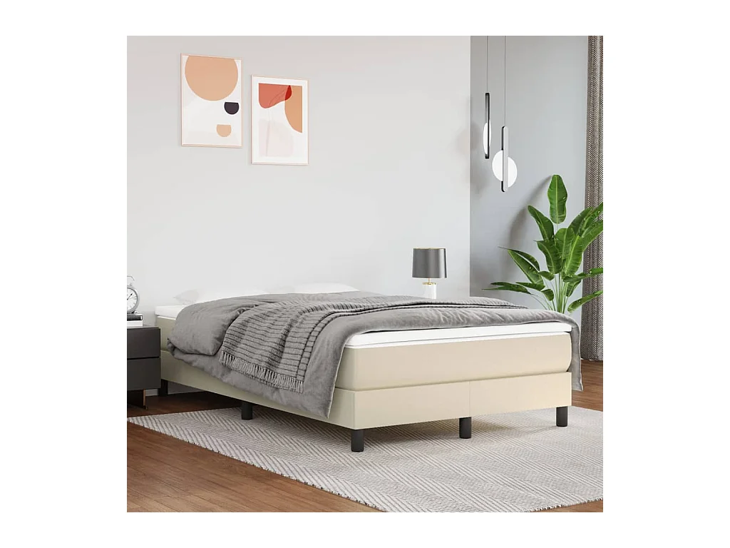 Sommier tapissier Crème 120x200 cm Similicuir