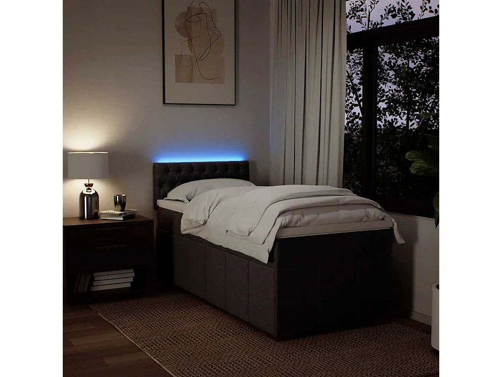 Boxspring met matras stof donkerbruin 90x200 cm