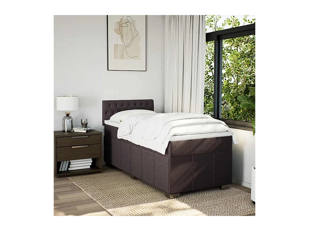 Sommier tapissier avec matelas Marron foncé 90x200 cm