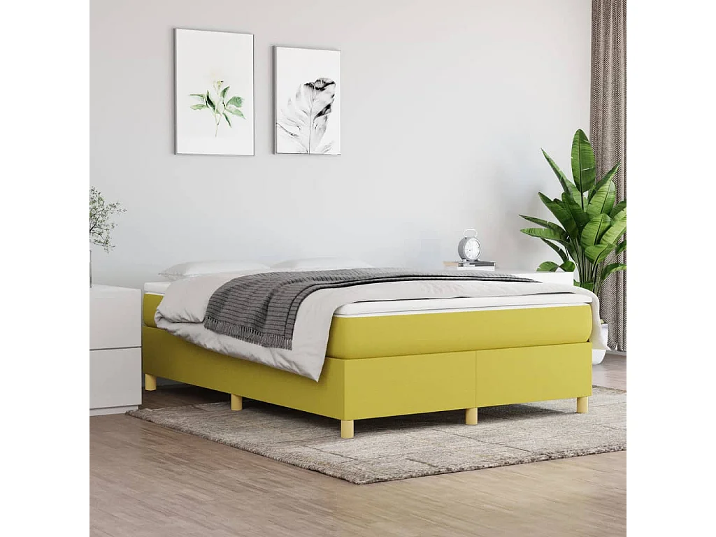 Sommier tapissier Vert 140x190 cm Tissu