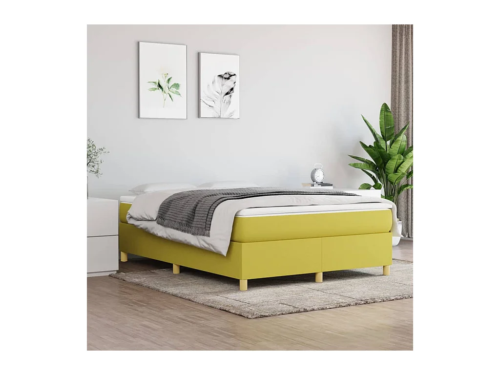 Sommier tapissier Vert 140x190 cm Tissu