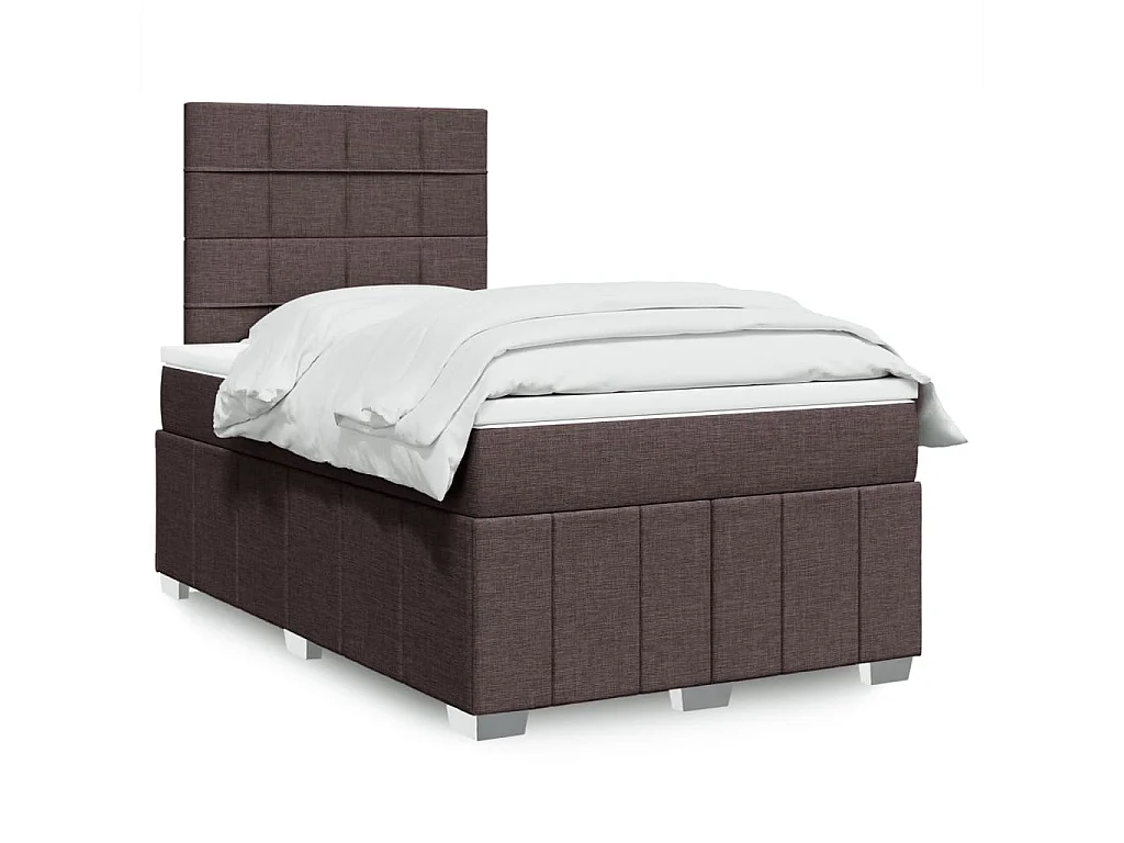 Sommier tapissier et matelas marron foncé 120x190cm tissu