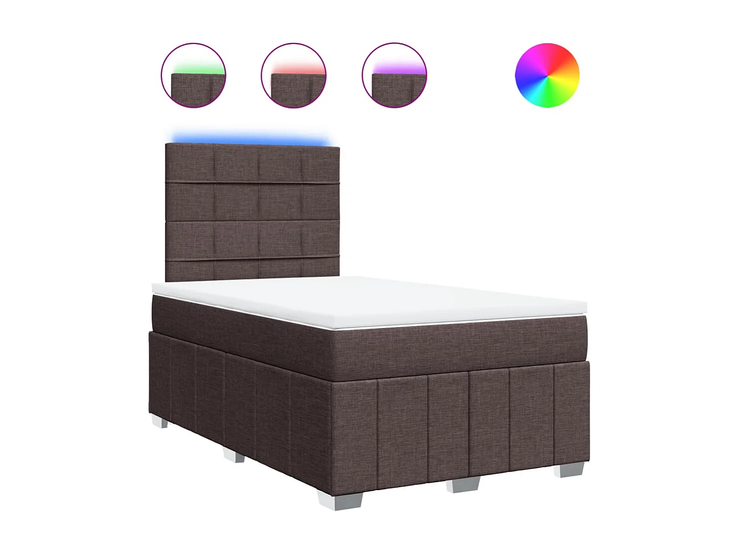 Sommier tapissier et matelas marron foncé 120x190cm tissu