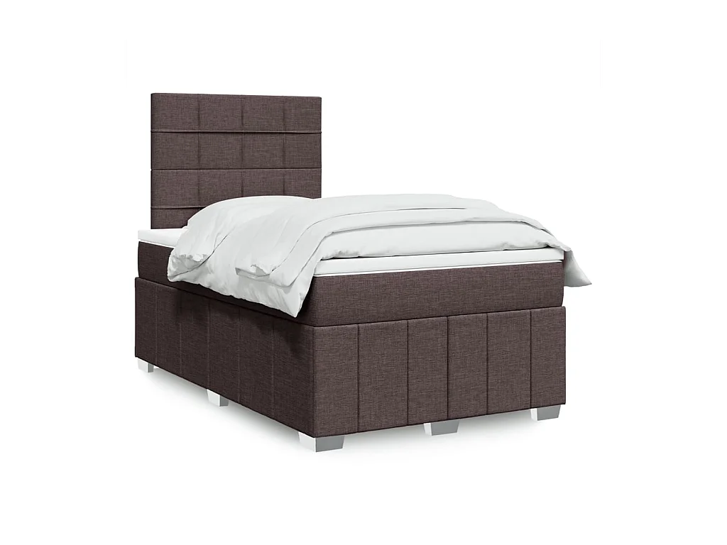 Sommier tapissier et matelas marron foncé 120x190cm tissu