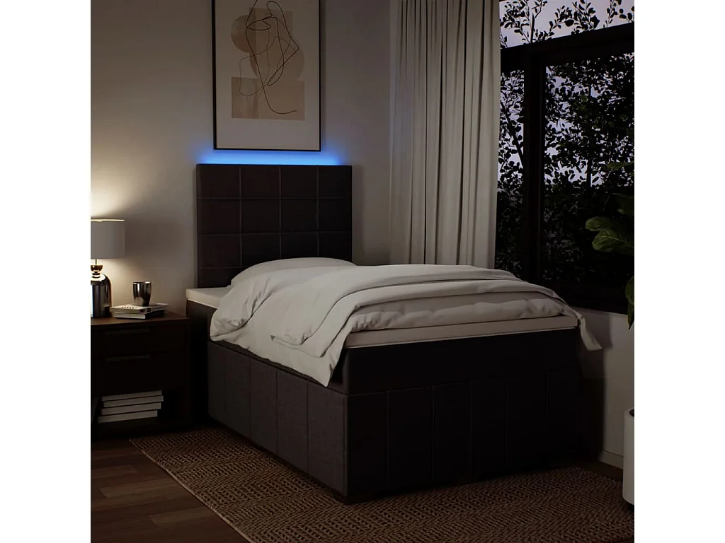 Cama boxspring com colchão 120x190 cm tecido castanho-escuro