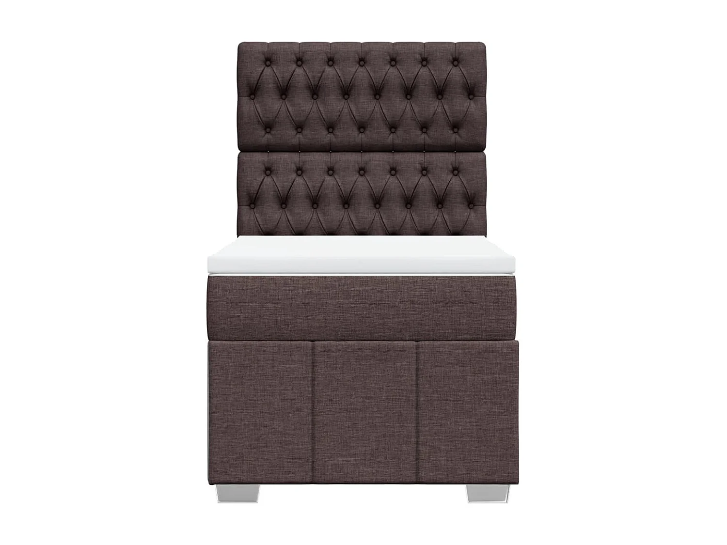 Cama box spring con colchón tela marrón oscuro 90x200 cm