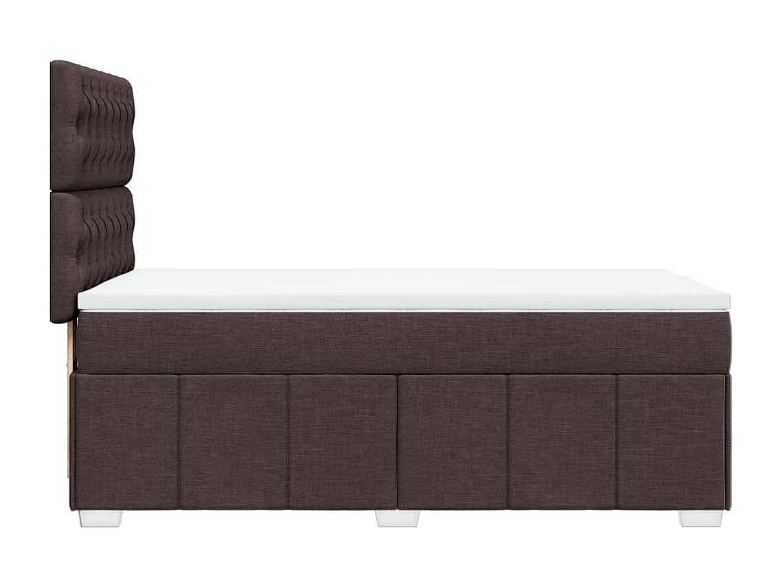 Cama box spring con colchón tela marrón oscuro 90x200 cm