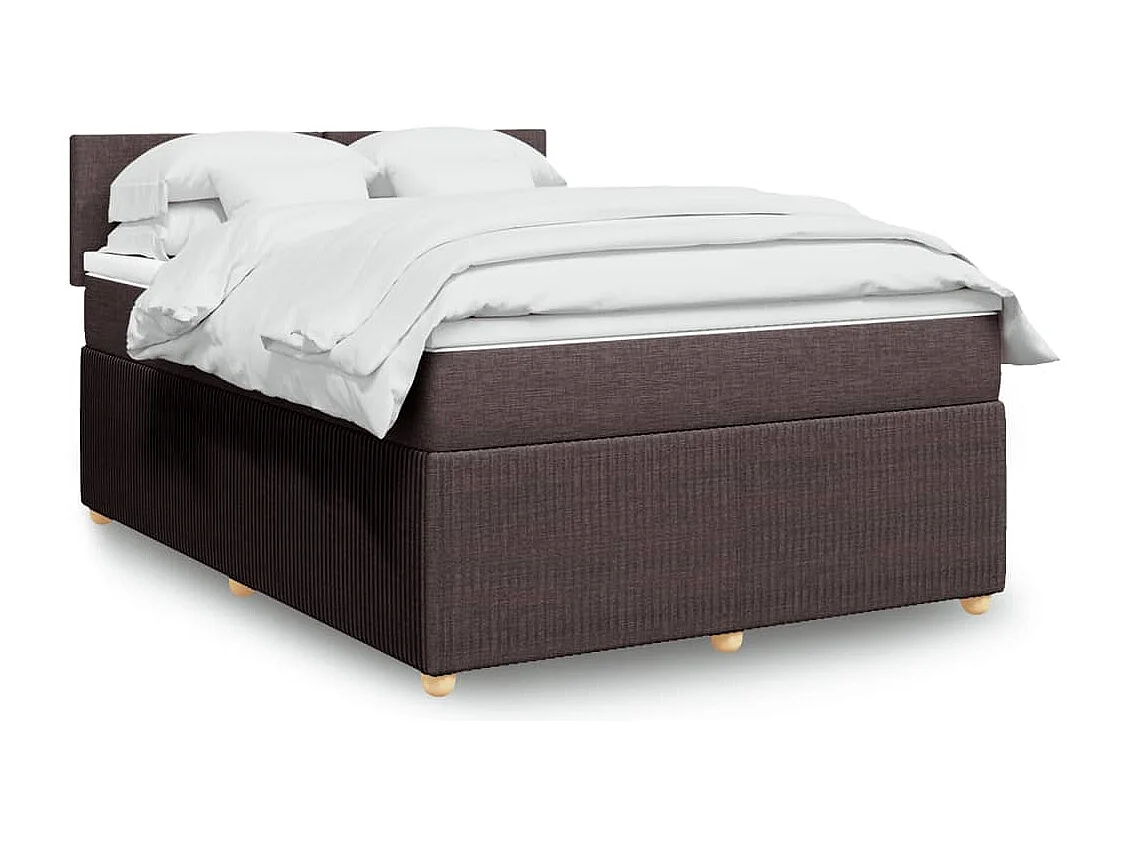 Cama box spring con colchón tela marrón oscuro 160x200 cm