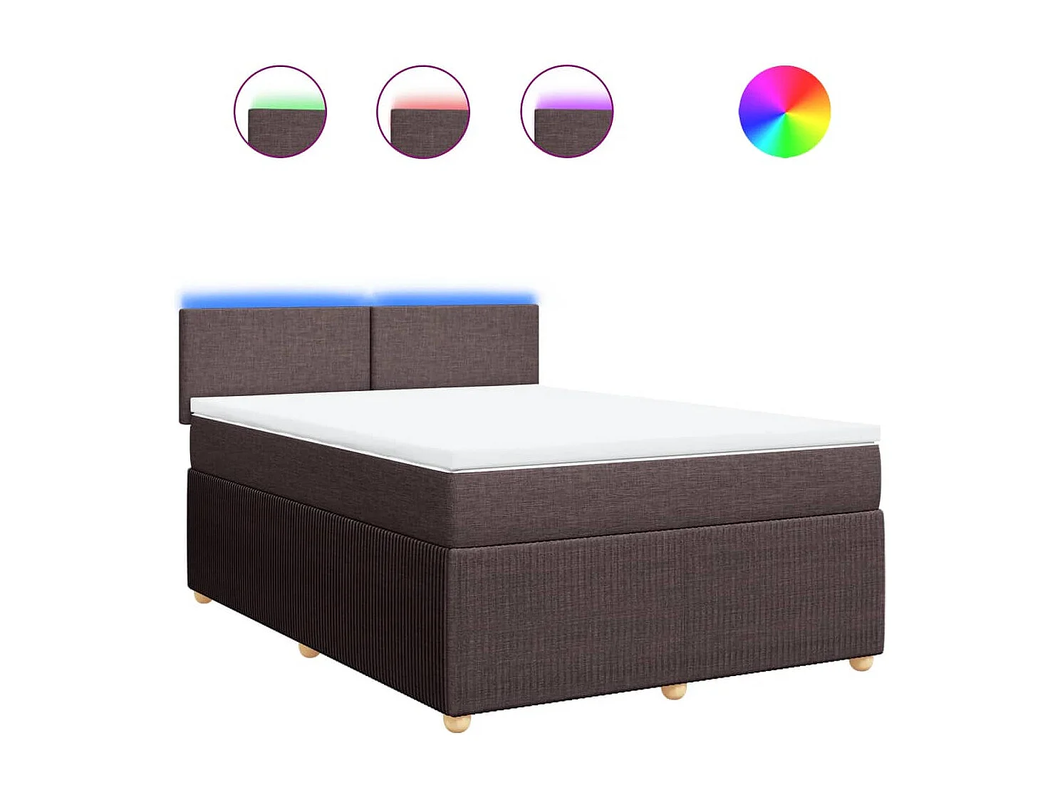 Cama box spring con colchón tela marrón oscuro 160x200 cm
