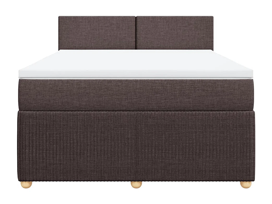 Cama box spring con colchón tela marrón oscuro 160x200 cm