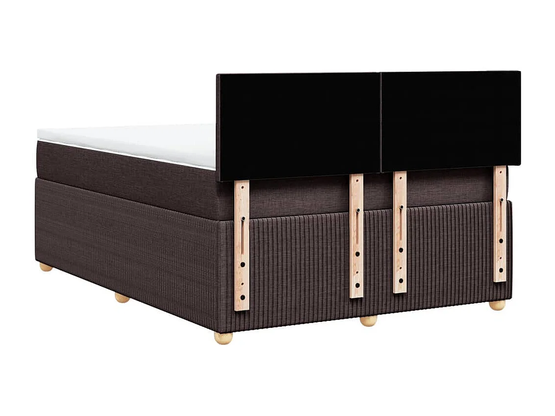 Cama box spring con colchón tela marrón oscuro 160x200 cm