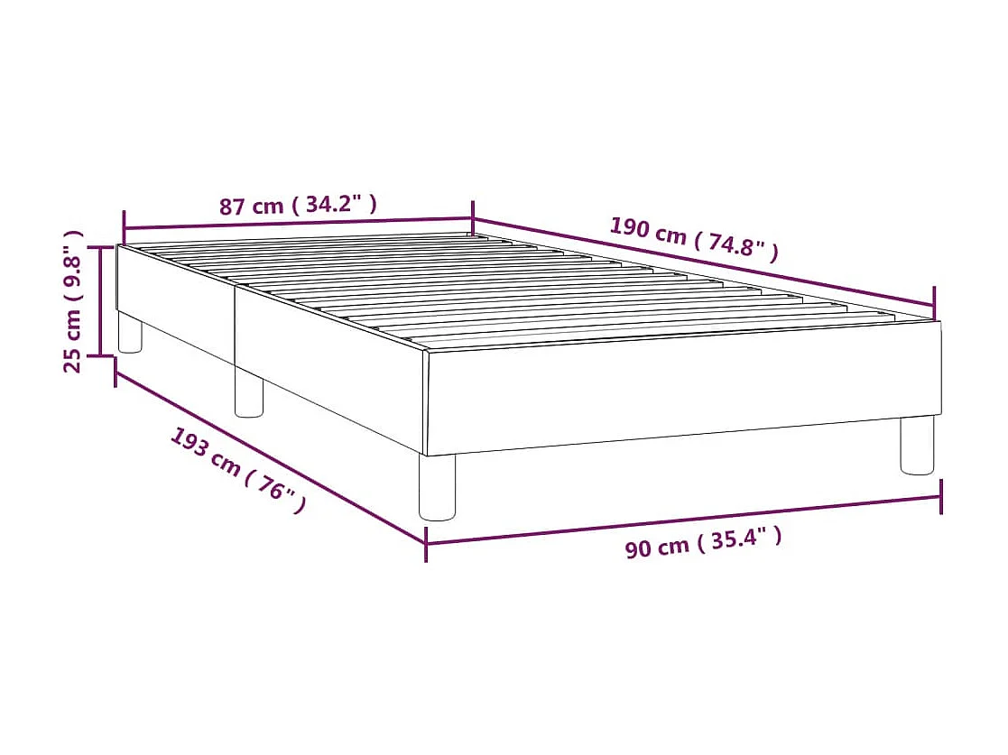 Bedframe kunstleer crèmekleurig 90x190 cm