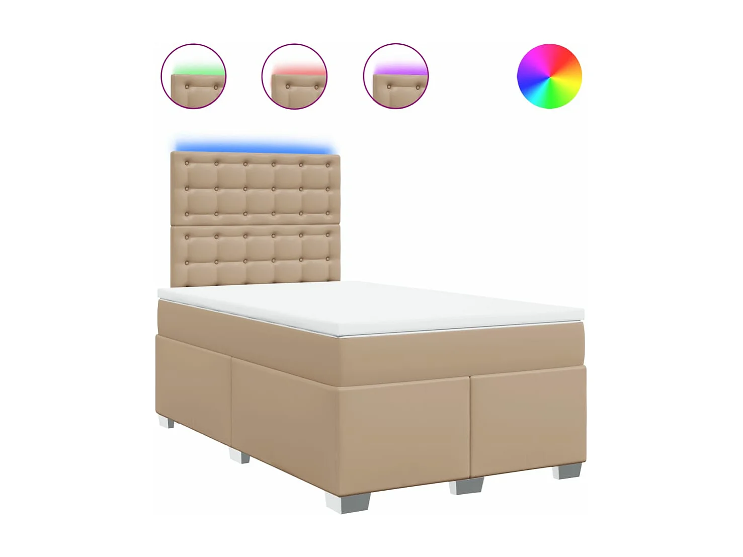 Cama boxspring com colchão 120x190cm couro artificial cappuccino