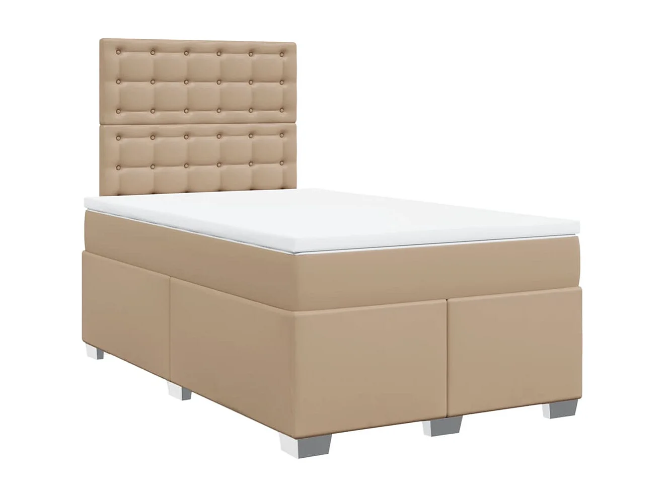 Cama boxspring com colchão 120x190cm couro artificial cappuccino