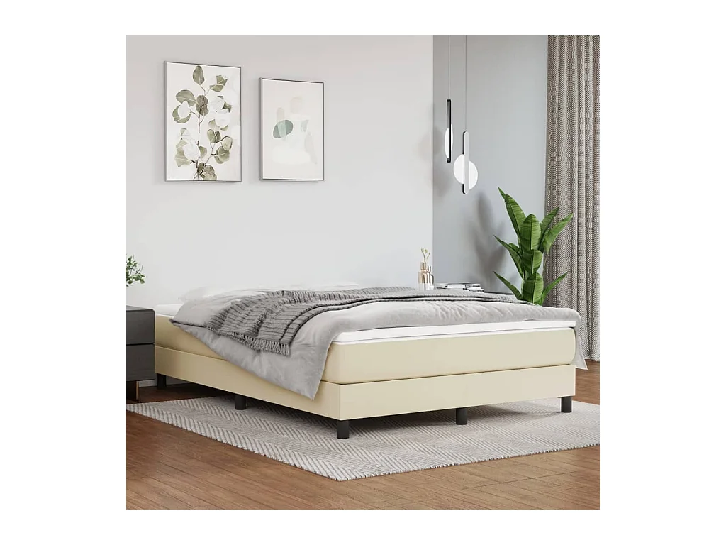 Sommier tapissier Crème 140x190 cm Similicuir