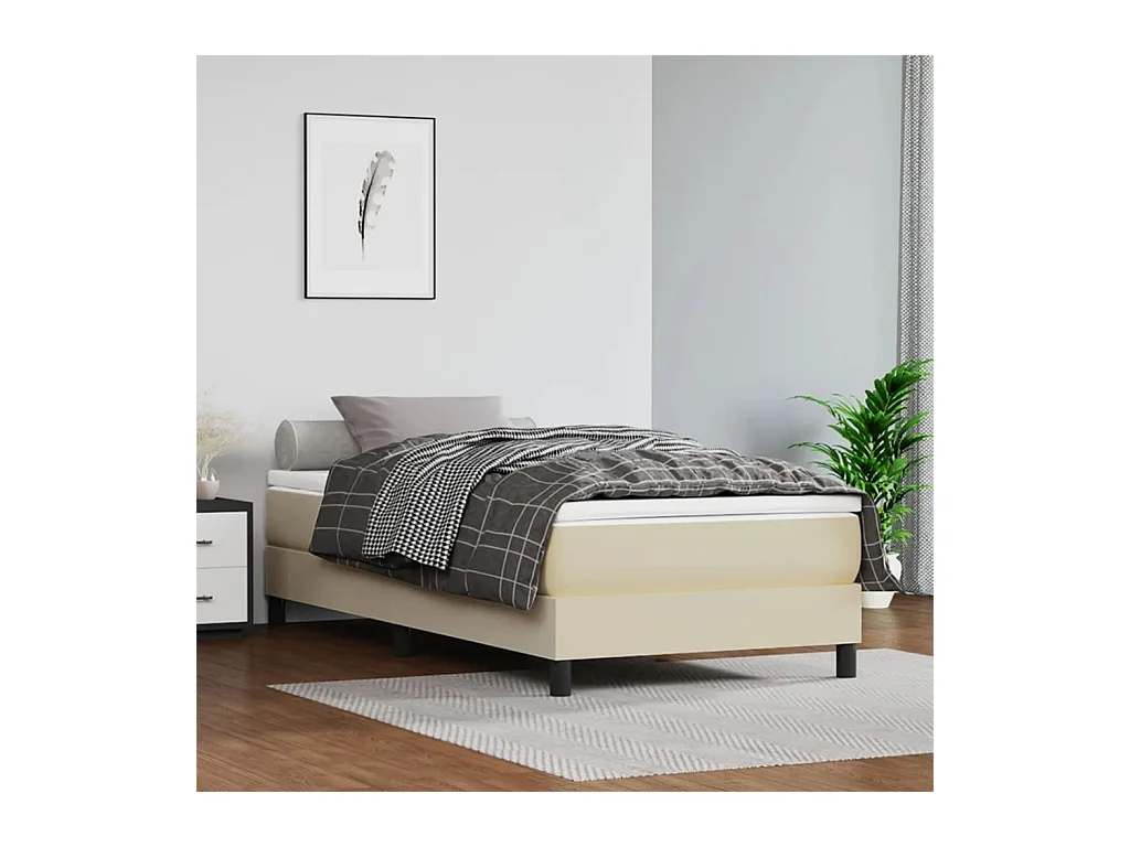 Sommier tapissier Crème 90x200 cm Similicuir