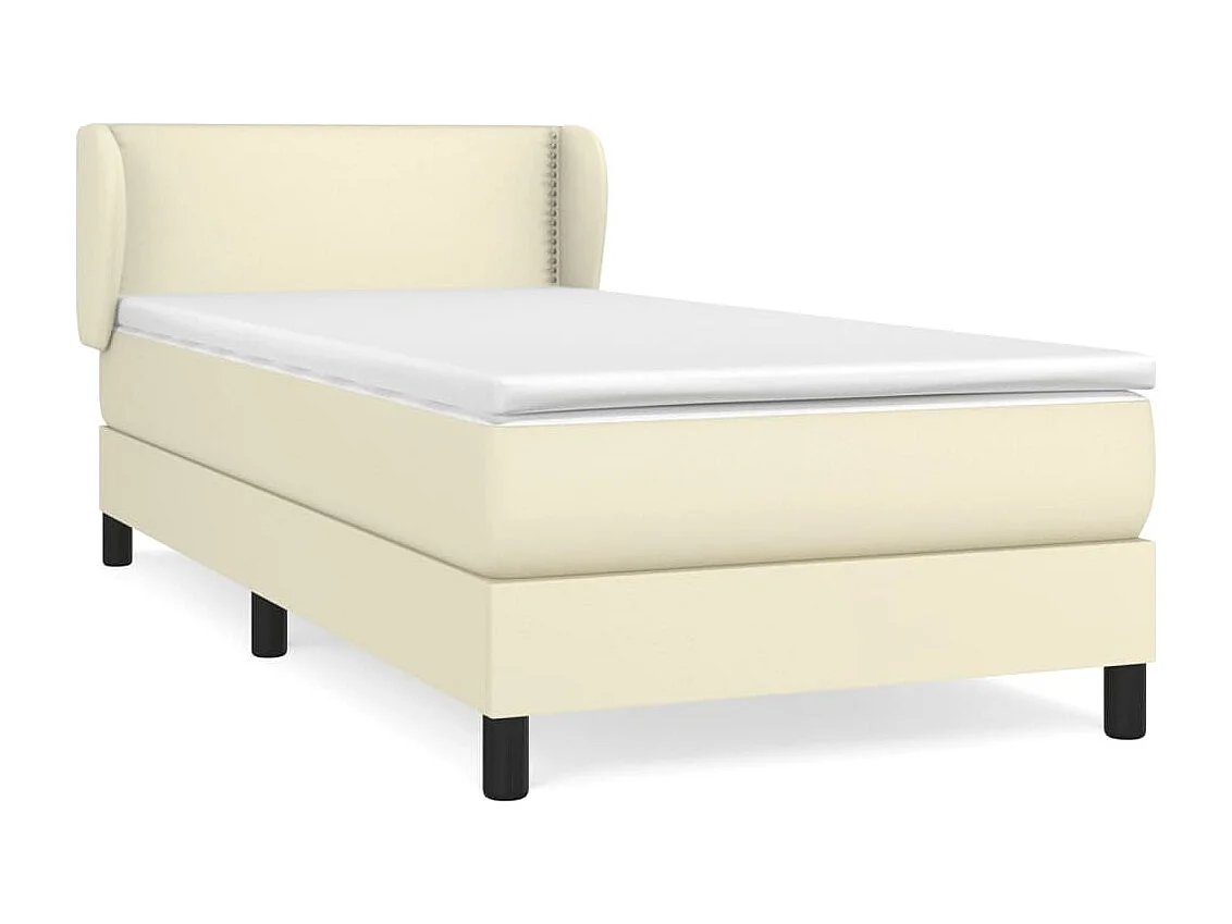 Cama com molasemcolchão 90x200 cm couro artificial cor creme