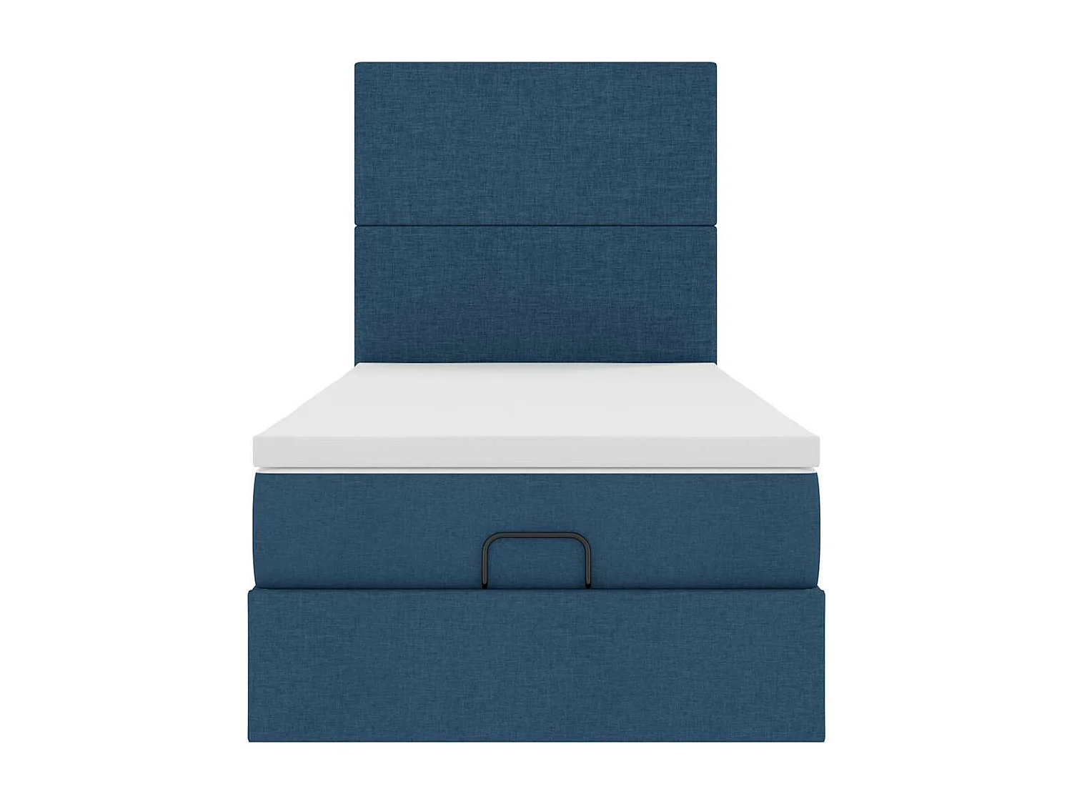 Cadre de lit ottoman avec matelas bleu 90x190 cm tissu