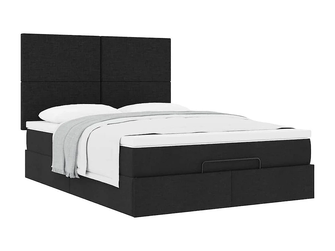 Ottoman bed met matras 140x200cm stof zwart