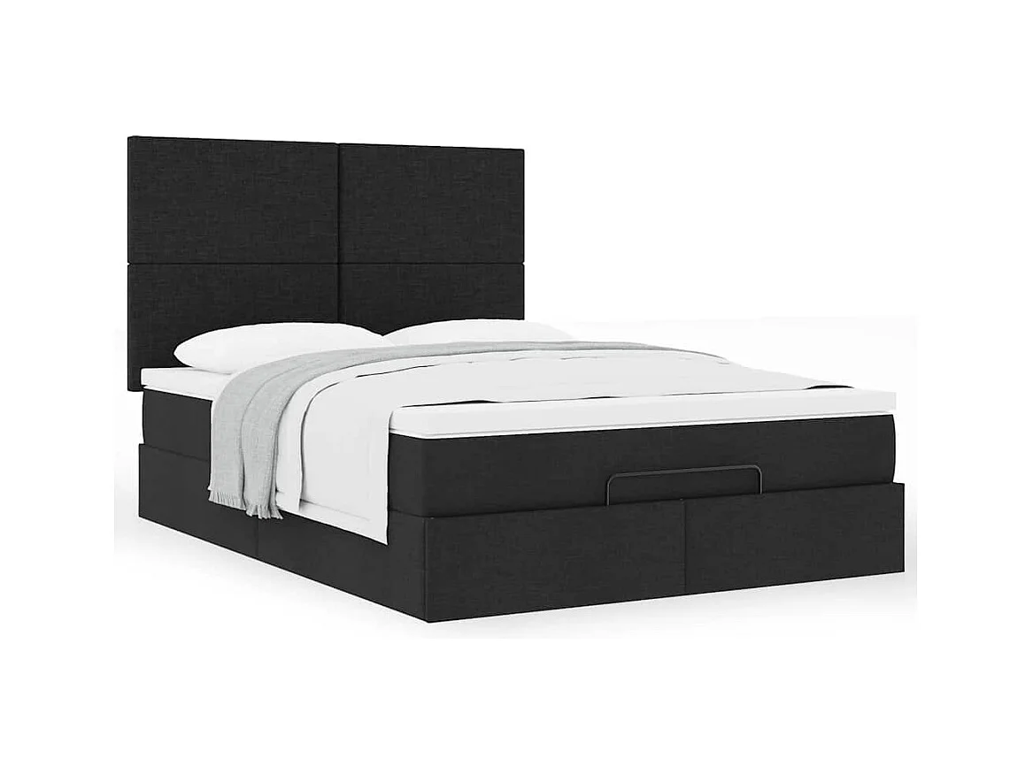 Estructura cama otomana colchón tela negro 140x200cm