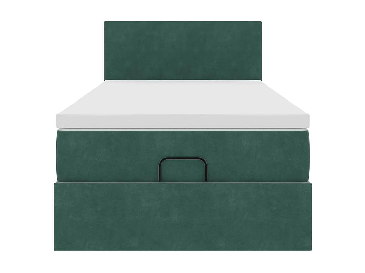 Estructura de cama otomana con colchón terciopelo verde oscuro