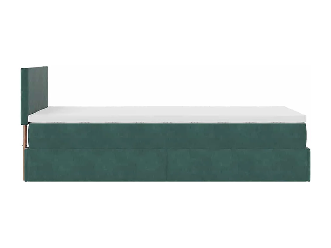 Estructura de cama otomana con colchón terciopelo verde oscuro