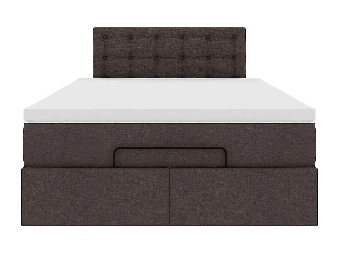 Cama otomana com colchão 120x200 cm tecido castanho escuro
