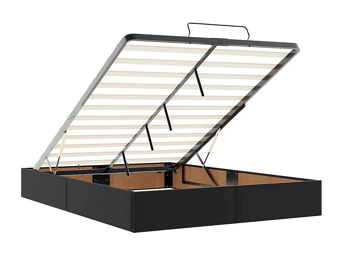 Cadre de lit ottoman avec matelas noir 140x200 cm similicuir