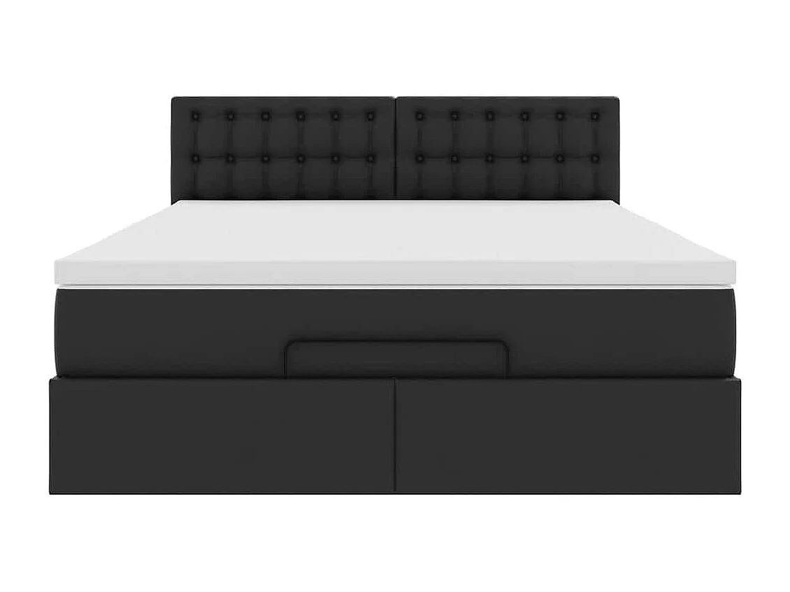 Cadre de lit ottoman avec matelas noir 140x200 cm similicuir