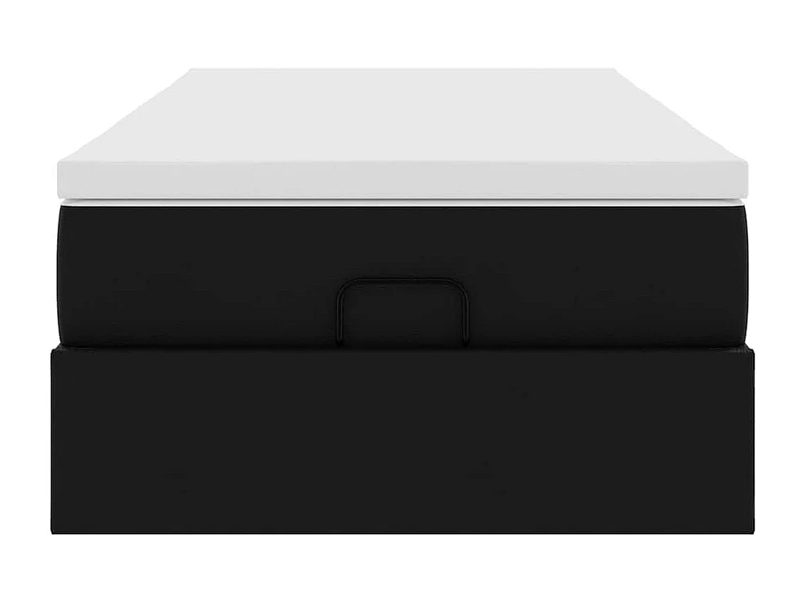 Cadre de lit ottoman avec matelas noir 100x200 cm similicuir
