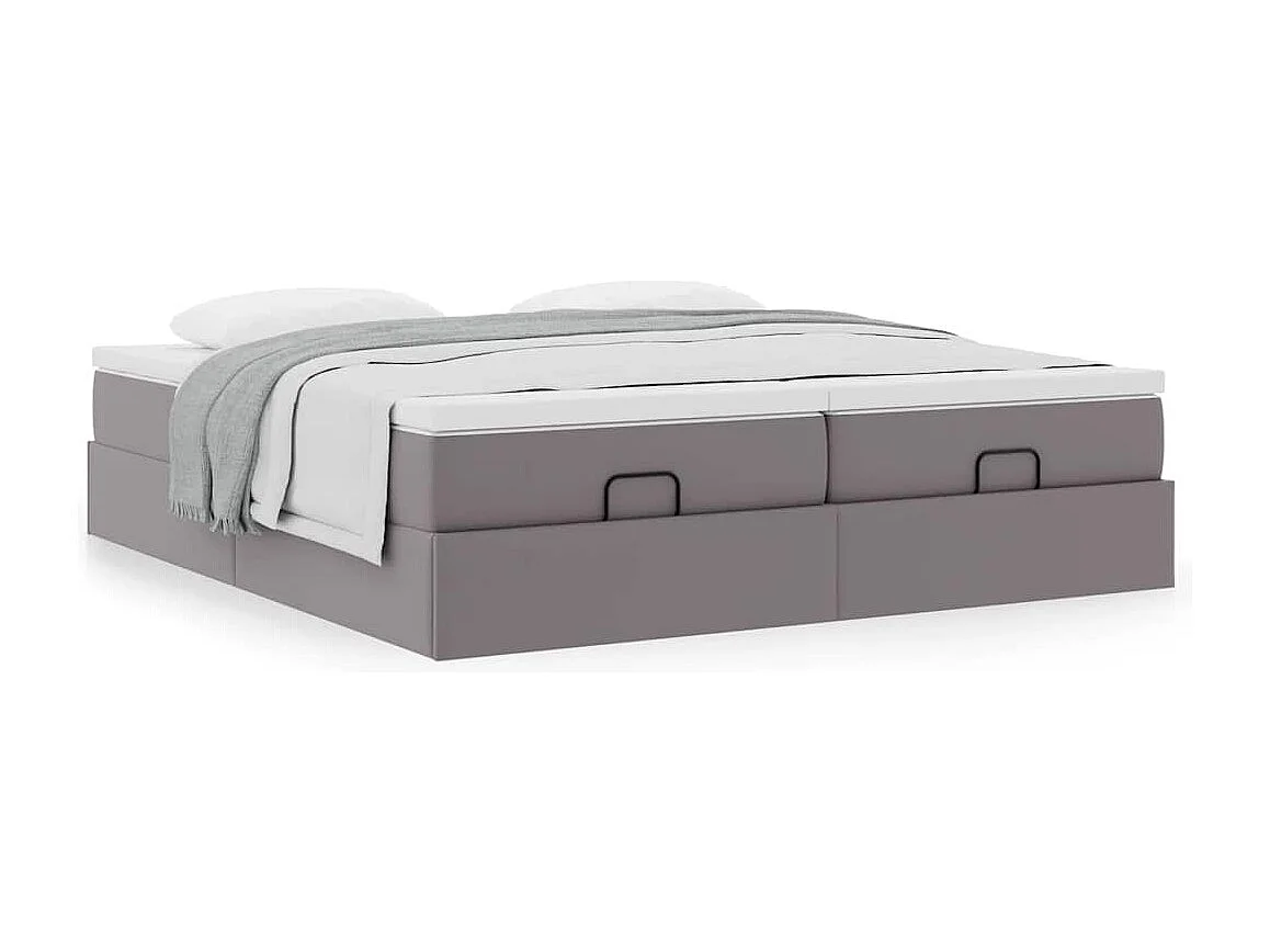 Estructura cama otomana colchones cuero sintético gris