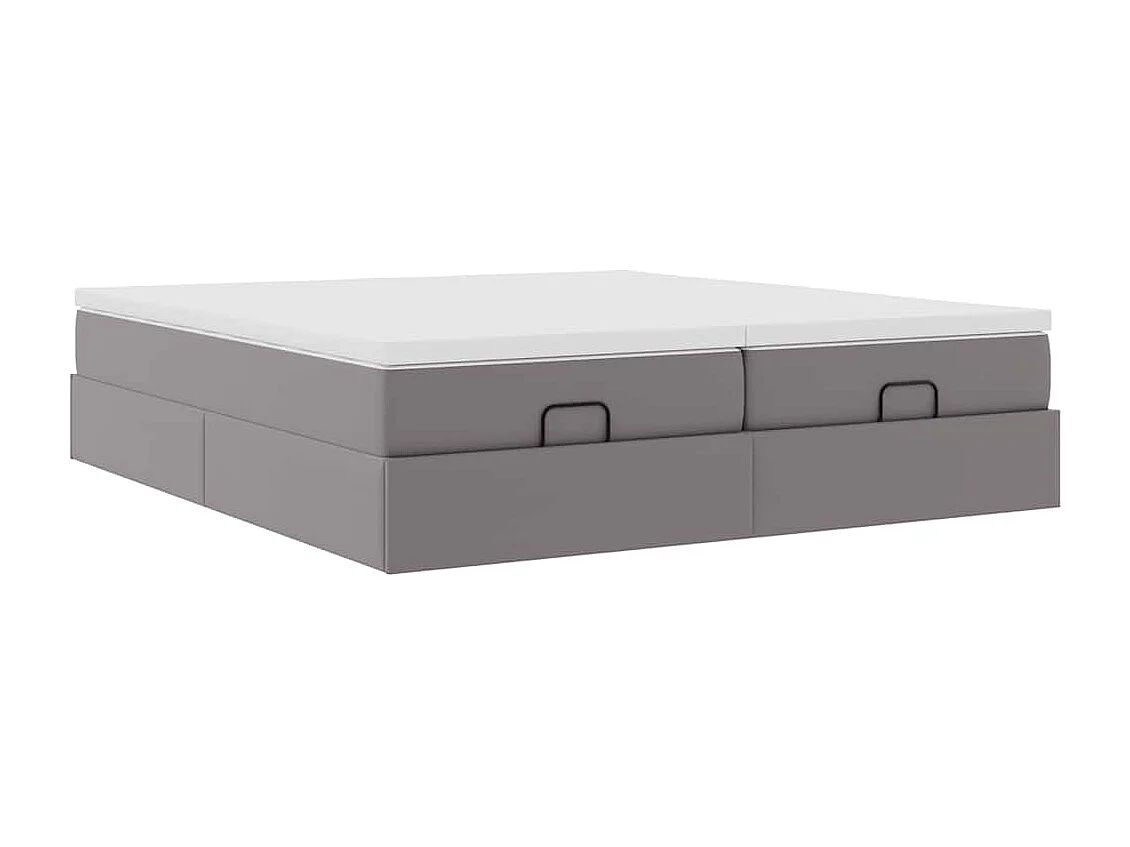 Cadre de lit ottoman avec matelas gris 200x200 cm similicuir