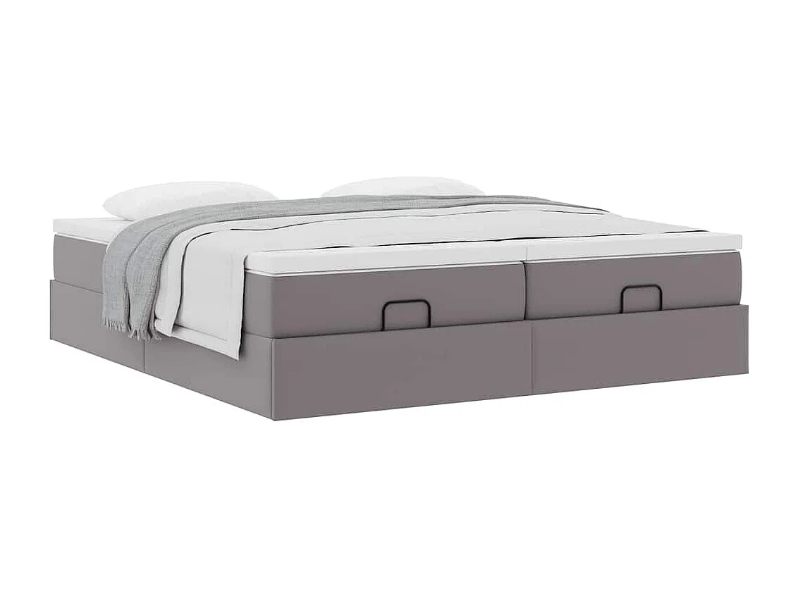 Cadre de lit ottoman avec matelas gris 200x200 cm similicuir