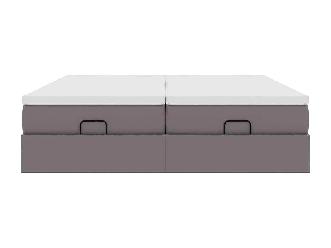 Cadre de lit ottoman avec matelas gris 200x200 cm similicuir