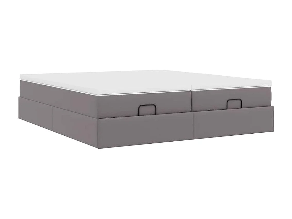 Cadre de lit ottoman avec matelas gris 200x200 cm similicuir