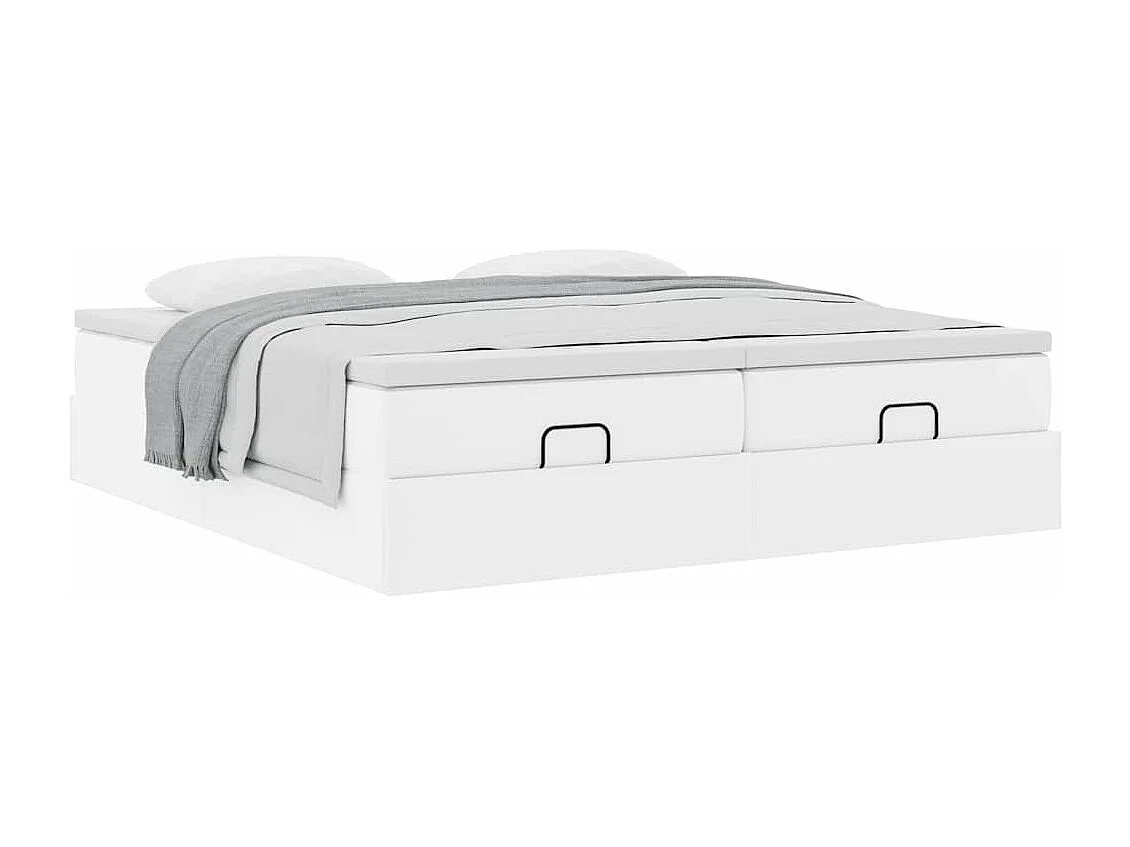 Estructura cama otomana colchones cuero sintético blanco