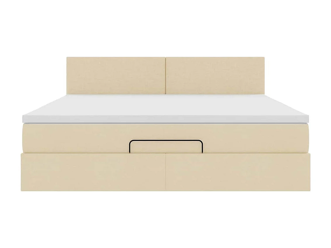 Estructura de cama otomana con colchón tela crema 180x200cm