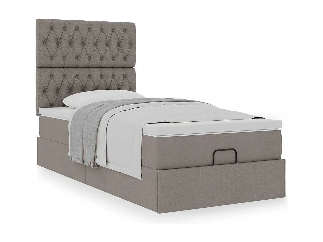 Cadre de lit ottoman avec matelas taupe 100x200 cm tissu