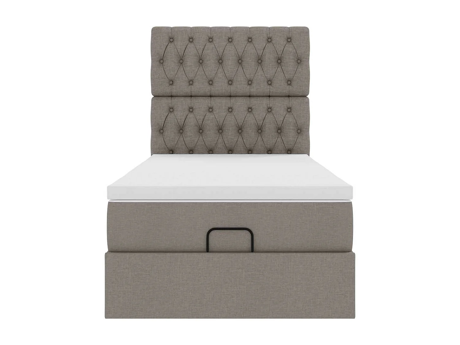 Cadre de lit ottoman avec matelas taupe 100x200 cm tissu