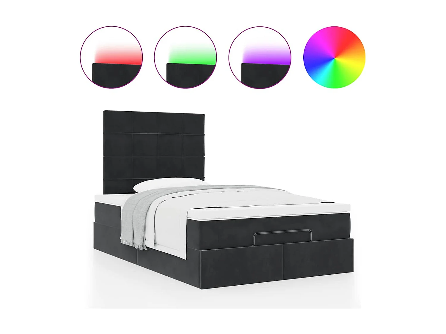 Cadre de lit ottoman avec matelas noir 120x190 cm velours