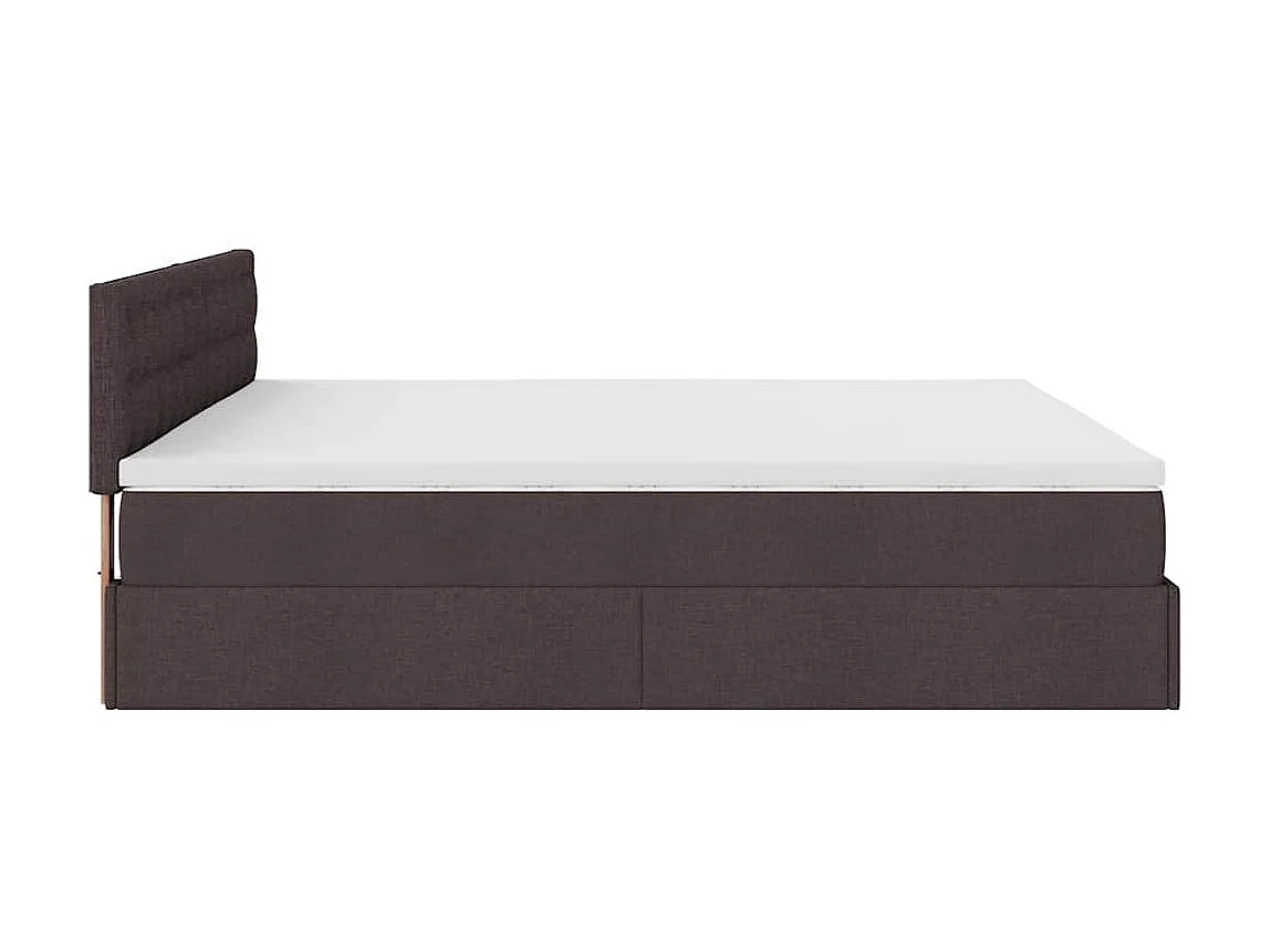 Estructura cama otomana colchones tela marrón oscuro 200x200cm