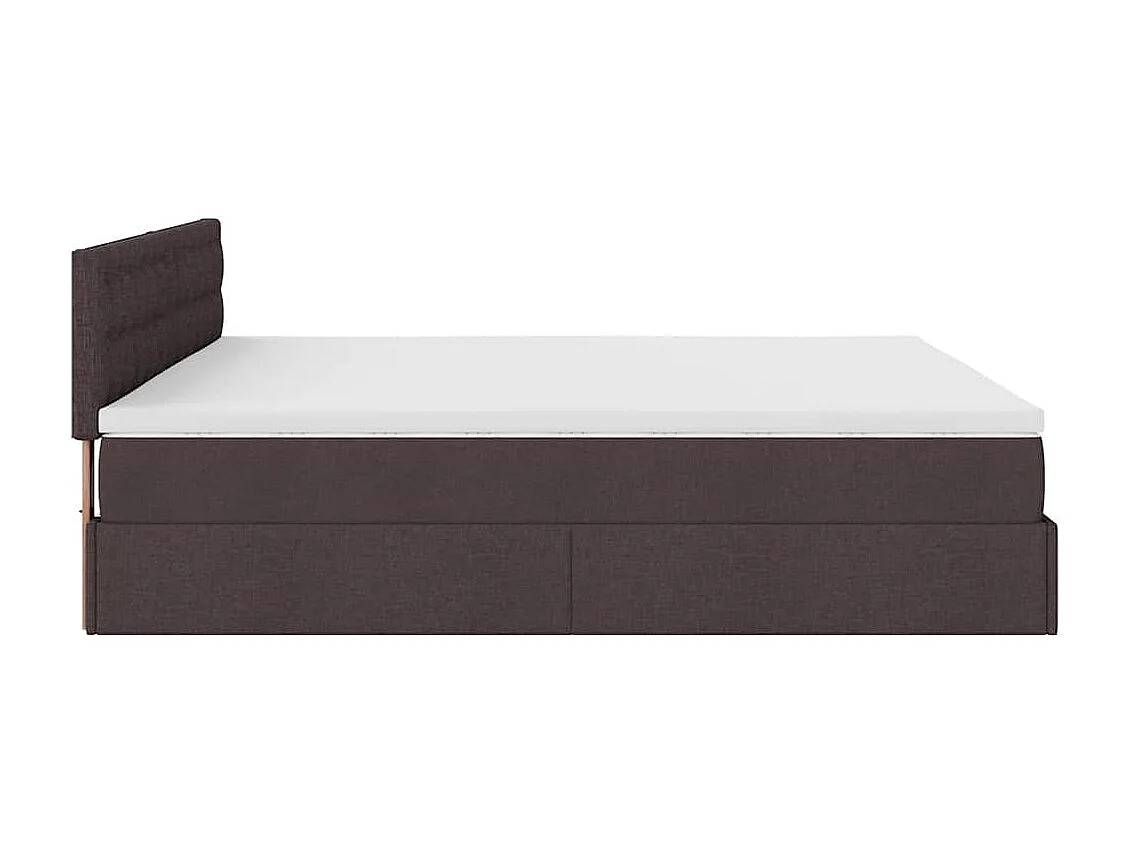 Estructura cama otomana colchones tela marrón oscuro 200x200cm