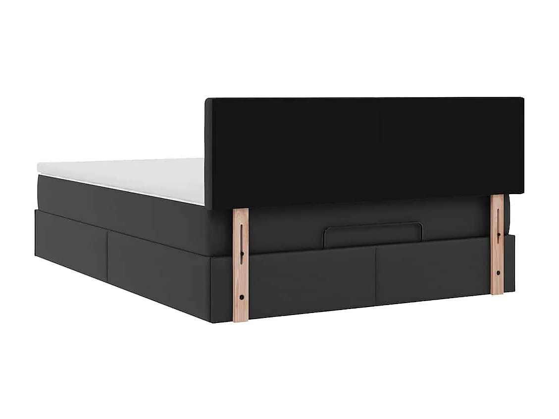Cadre de lit ottoman avec matelas noir 140x190 cm similicuir