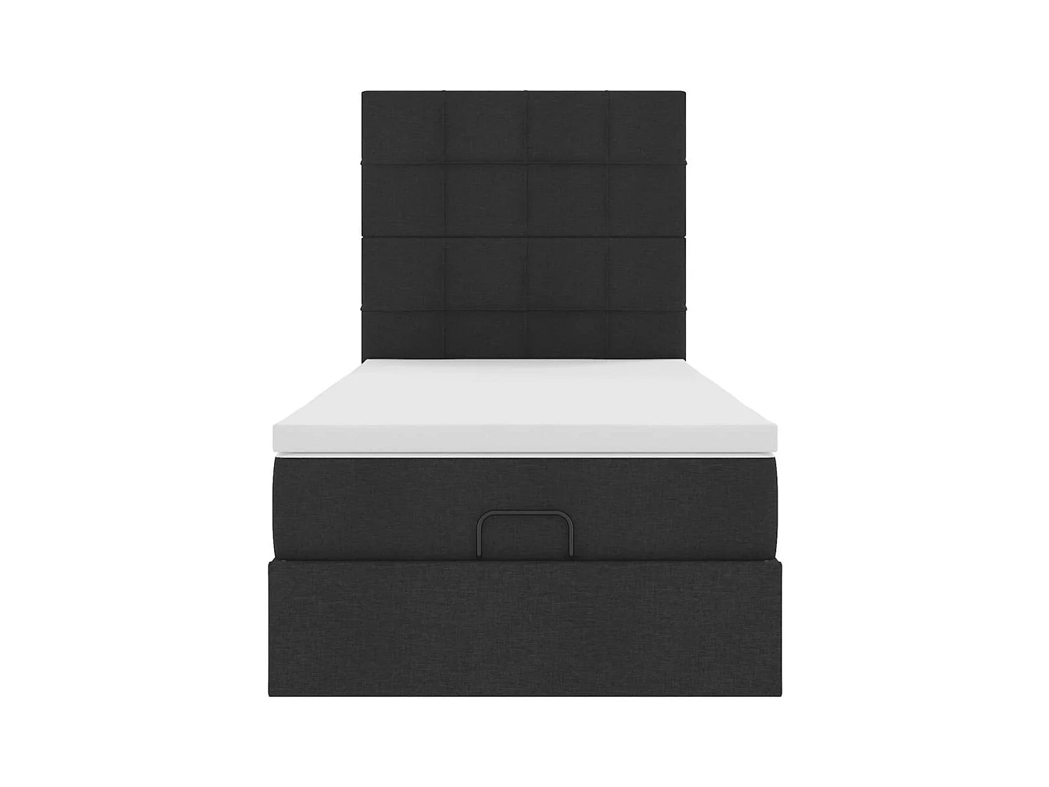 Cadre de lit ottoman avec matelas noir 90x190 cm tissu