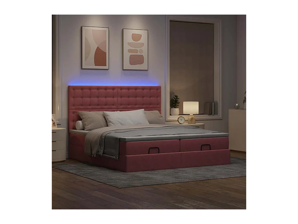 Estrutura de cama otomana com colchões 180x200 cm veludo rosa