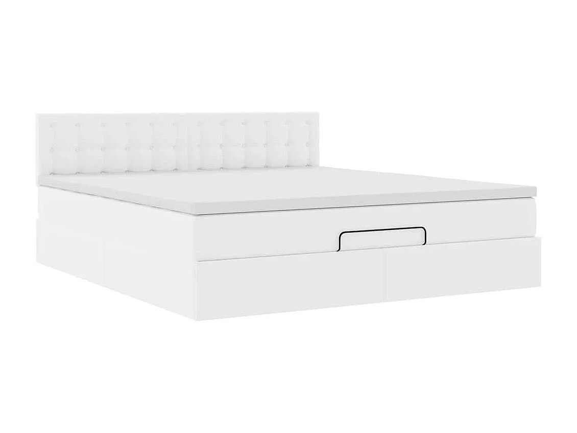 Bed poef met matrassen en LED's 160x200cm kunstleer zuiver wit