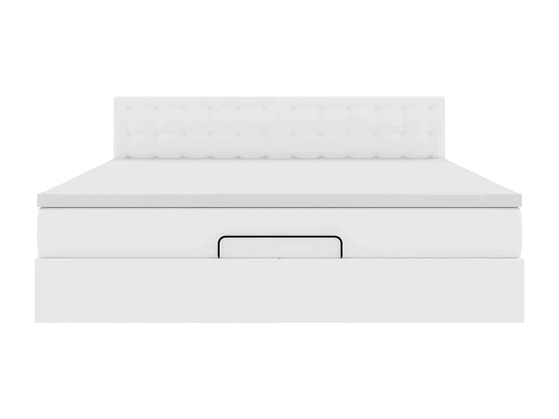 Bed poef met matrassen en LED's 160x200cm kunstleer zuiver wit