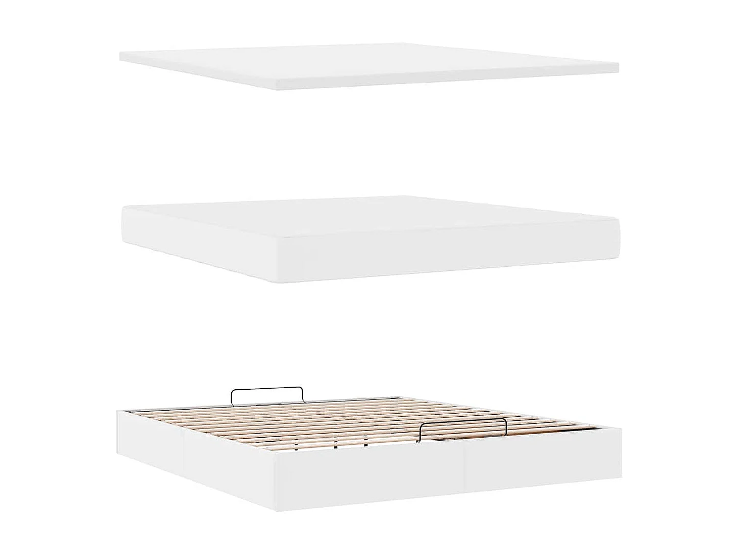 Bed poef met matrassen en LED's 160x200cm kunstleer zuiver wit