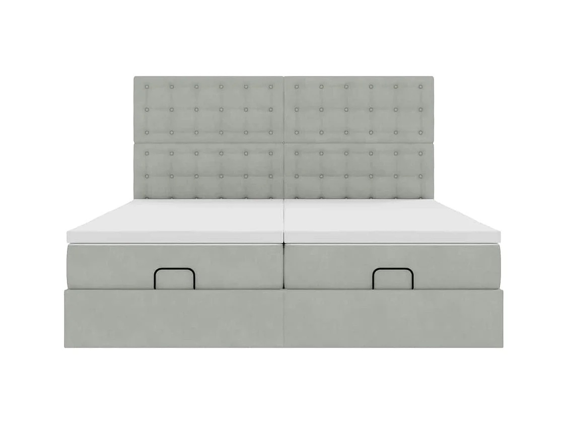 Cadre de lit ottoman et matelas gris clair 180x200cm velours